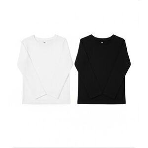 H&M Kids Clean Long Sleeve Tees White and Black Sz 3-4 For Everyday